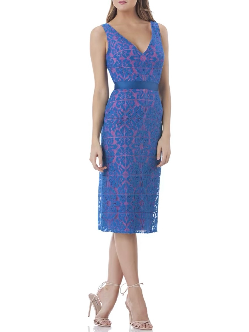 $395 Kay Unger Laced Embroidered Feminine Dress Size 8-10